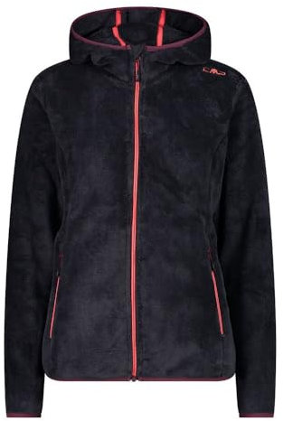 CMP - Giacca Donna Cappuccio Fisso, Antracite-Burgundy, XS