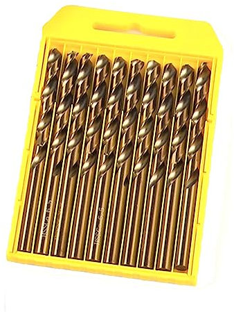 Janzoom HSS-Co Lot de 10 forets hélicoïdaux 5 % en cobalt pour perçage sur acier inoxydable, aciers durs, métal (3,2 mm)