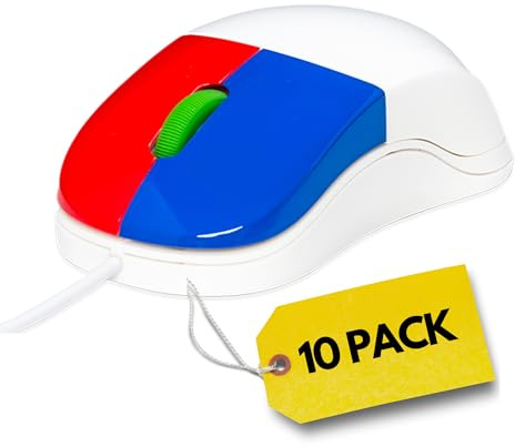 Clevy Kids Mouse - Colorful Ergonomic USB Computer and Laptop - School and Home Computer - Wired Children Friendly Mouse Compatible with Windows, MAC OS, Chromebook - (Pack of 10 Mice)