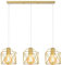 iDEGU 3-flammig Hängelampe Vintage Lampe im Industrie Design Sechseckiger Käfig-Lampenschirm aus Metall E27 Deckenleuchte Retro Pendelleuchte für Esszimmer, Schlafzimmer, Küche (Balken, Gold)