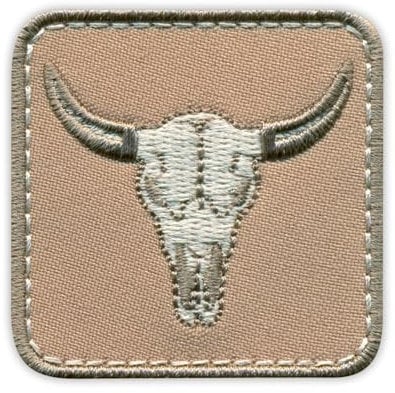 American Bison (Büffel) Totenkopf – zum Aufbügeln auf der Rückseite – bestickter Aufnäher/Abzeichen/Emblem