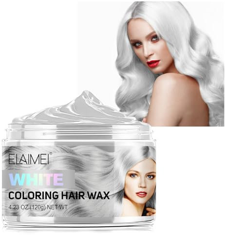 Hair Colour Cera, Cera Temporanea per Capelli, gel colorato per capelli Uomo e Donna Lavabile, Crema Acconciatura Temporanea, acconciatura opaca naturale per la festa Halloween (#07-Bianco)