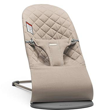 BabyBjörn Bouncer Bliss, Sand Gray, Woven, Classic Quilt | 2-in-1 Adjustable Baby Bouncer Seat and Toddler Chair, Newborn to Toddler (8-29 lbs), 4 Positions, Lightweight & Portable