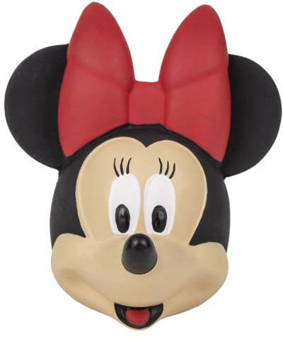 Minnie Mouse Dog Toy - Flesh, Black and Red - Minnie Face Design - Size 8x9x7.5cm - Latex Dog Toy - Original Product Designed in Spain