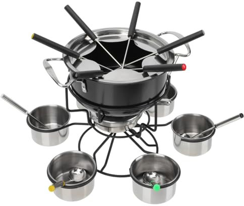 HOMSFOU Fondue Cookware Set Portable Fondue Stove Burner Stainless Steel Cheese Fondue Pot Safe Stove for Chocolate Fondue