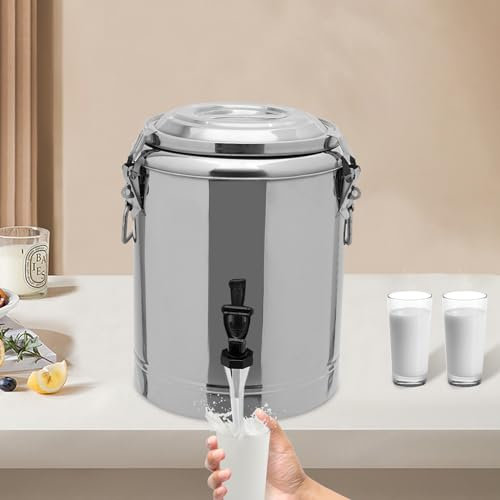 KEESUNG Chauffe-aliments, en acier inoxydable, 20 l, récipient de maintien au chaud, seau à lait avec couvercle en acier inoxydable, récipient à céréales, bidon hermétique, seau de cuisine, seau à