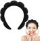 WLLHYF Spa-Stirnbänder, Haarband zum Waschen des Gesichts Gesichts-Make-up-Entfernung Haarband Frottee-Stirnband Hautpflege-Haarreifen Schwammblasenstoff-Haarwickel für Frauen Dusche, Sport (Schwarz)