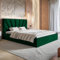 MOTIVENA Ines Bett 120x200, Polsterbett 120x200, mit Bettkasten, mit Stauraum, mit Lattenrost, mit Kopfteil, ohne Matratze, Samt, Grün Dunkelgrün