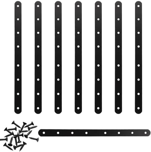 LDXDRU 8 Pack 290 x 20 x 3mm Flat Brackets for Wood, Flat Connecting Joining Plates, Heavy Duty Perforated Brackets, Metal Mending Plates Braces Brackets for Timber Furniture Fixing Repair