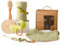WOODEN TEETHER 6-Teilig Neugeborenen Geschenk, Baby Geschenk Junge, Baby Geschenk Mädchen, Badetuch, Lätzchen, Rassel, Meilenstein, Bürste, Schnullerkette, als Baby Erstausstattung Neugeborene
