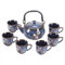 YoeEoay Chinesische Porzellan Teeservice Japanisches Teeservice, 520ml Teekanne und Teetasse mit Ohr 6er Set Blaue 200ml, süßes asiatisches Teeservice für Teeliebhaber (Pflaumenmuster in Gold)