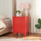 [en.casa] Nachttisch Inari Nachtschrank Rot Nachtkästchen mit Einer Schranktür Sofatisch Türgriff Links Metall Nachtkommode 57 x 40 x 30 cm Büroschrank