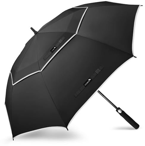 ZOMAKE Paraguas Golf Antiviento Automatico 54 Pulgadas,Extra Grande Paragua Resistente con Doble Toldo Venteado Impermeable A Prueba de Viento Palo Paraguas para Hombre Mujer(Nuevo Negro)