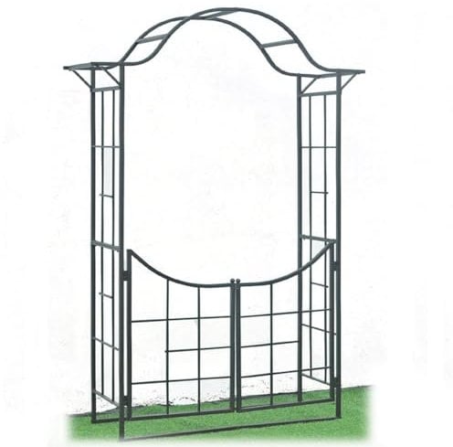 Rankbogen mit Tor Rosenbogen Rundbogen Hochleistungs Garten-Pergola Große Gartenbogen Rosenbogen für Balkon,Hinterhof,Rasen