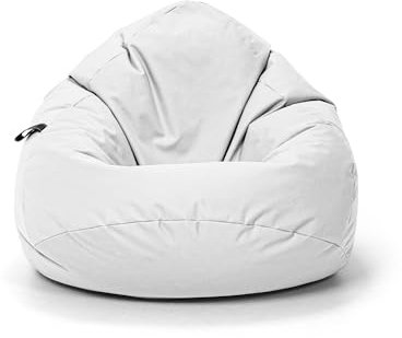 Nadimaideal Sitzsack Tropfenform Kastanie | Bodenkissen für Kinder & Erwachsene | Indoor & Outdoor | Gaming Sitzsack - Sitzkissen - Beanbag | Füllung EPS Perlen (Weiß, XXL-Durchmesser 88 cm)