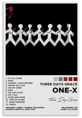 NWQV One-X by Three Days Grace Album-Poster, Wandkunst, dekoratives Gemälde, Schlafzimmer, Gemälde, Poster, 20 x 30 cm, ungerahmter Stil