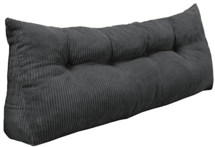 chilly pilley® Stützkissen Cord Rückenkissen Lesekissen Bettkissen Wandkissen Keilkissen Bettstützkissen viele Farben, 140x50x20 (Schwarz)