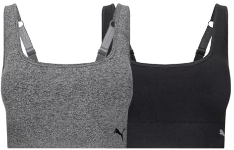 PUMA Women’s Sports Bra Pack Sports Bras for Women with Comfort Stretch & Moisture Wicking - Black Large