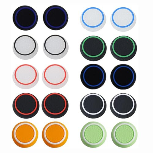 20 Piezas Joystick Thumbstick Grips, Tapas Gomas Joystick para PS4, Tapas Gomas Joystick para Xbox, Sticks Taps para PS5 Controller, Tapas de Botones de Silicona, Cubiertas de Agarre para el Mando