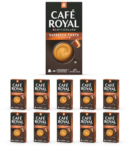 Café en Capsules Aluminium - Café Royal Pro | 10 x 10 soit 100 Dosettes - Saveur Espresso Forte - Compatibles avec les Machines à café Nespresso®* Alu à usage Domestique