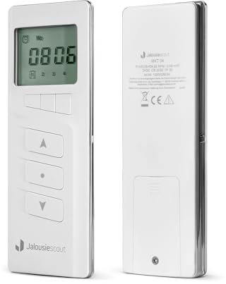 Jalousiescout Funkhandsender 4-Kanal MKT 04 Funksteuerung Fernbedienung, 434,92 MHz, Integrierte Zeitschaltuhr mit Wochenprogramm, LCD Display, kabellos, inkl. Wandhalterung
