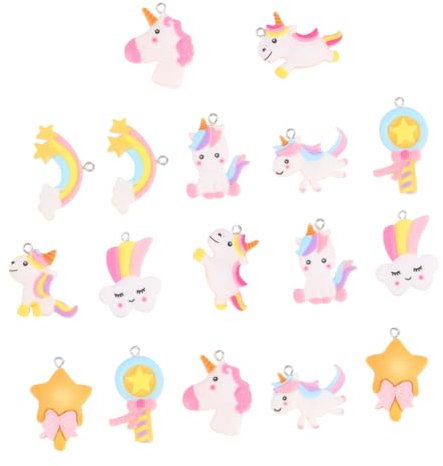 Housoutil 17 Stücke Einhorn Keychain Anhänger Regenbogen Anhänger Einhorn Anhänger Charms Cartoon Einhorn Anhänger Harz