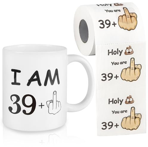 WenmthG Funny 40th Birthday Gifts Idea - Happy Prank Toilet Paper with 11 oz Novelty Coffee Mug for Men Women Gag Party Supplies Celebration Birthday Personalised Prank Gift
