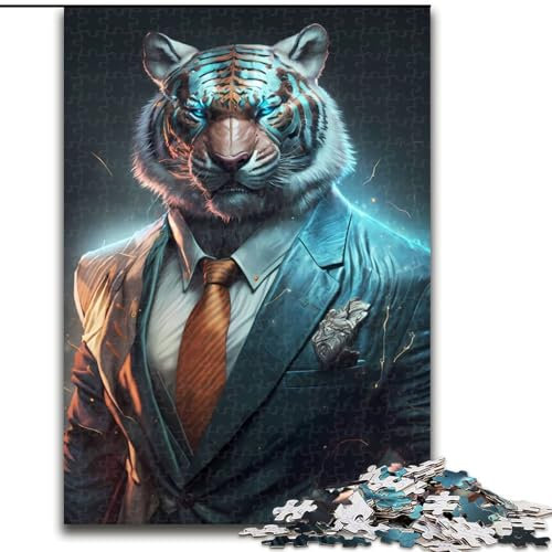 Puzzle 1000 Teile für Erwachsene,CEO Tiger im Anzug,1000-teiliges Puzzle für Erwachsene,interaktives Familienspiel,Heimdekoration zum Selbermachen,anspruchsvolles Denksportgeschenk (Größe 26x38cm)