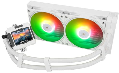 TR-Thermalright FW240 ARGB Flüssiger CPU-Kühler, 2,4 Zoll IPS-LCD-Bildschirm mit 320 x 240 Auflösung, magnetisch, DIY-Bildschirm-Thema, für AM4/AM5, LGA1851/1700/115x, Weiß