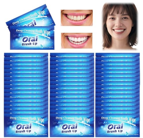 50pcs Disposable Wipe Oral Finger Brush Up,Professional Teeth Whitening Strips,Deep Stains Removal Tooth Whitening Kits,Portable Teeth Whiten/ing Wipes,Deep Cleaning Wipes,Disposable Finger Toothbrush