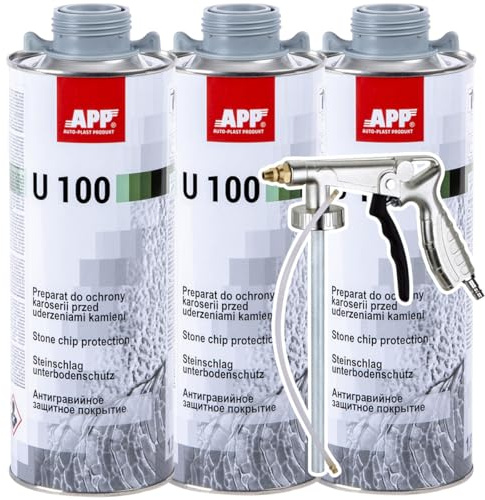 Craft-Equip Unterbodenschutz Set bestehend aus 3KG APP U100 GRAU und Druckluft-Pistole - auf Kautschuk-Basis - überlackierbar - dauerelastisch -