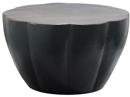 FineBuy Couchtisch Aluminium 60cm Blütenform Schwarz - Runder Wohnzimmertisch - Design Sofatisch - Moderner Loungetisch - Beistelltisch Wohnzimmer Handmade