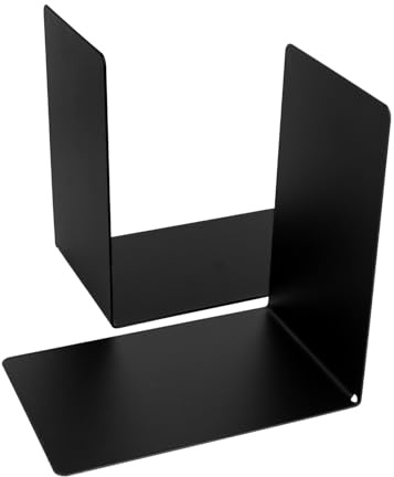 Westcott Buchstützen Schwarz (2er-Pack) | Metall 90 x 140 x 140 mm | Stabile Buchhalter für Bücher oder Ordner | Robuste Bücherständer mit 1,0 mm Materialstärke für Büro & Haushalt | E-10244 00