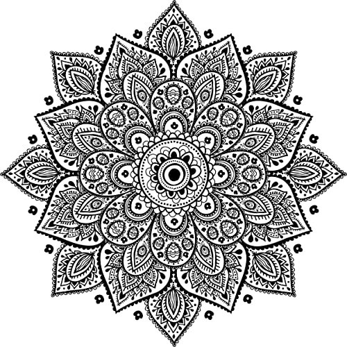 Autocollant en vinyle transparent pour ordinateur portable Motif mandala floral Noir