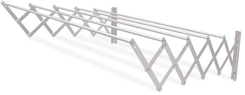 Amig - Étendoir à linge Rétractable | Séchoir linge mural en Aluminium | Sèche linge Pliable | Corde à linge | Séchoir Extensible | Dimensions: 130 x 14 x 3 cm | Finition Inox