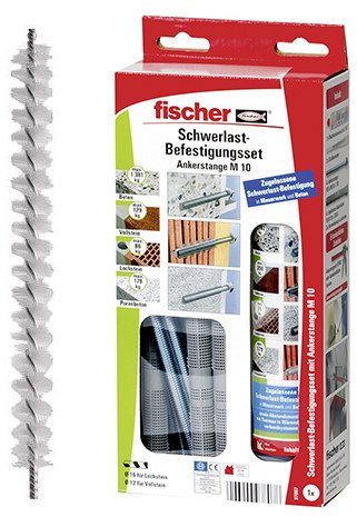 Fischer 97807 Schwerlast-Befestigungsset 300 T SBS Set M 10, Multifunktionsmörtel + Gewindestange + Siebhülse + Statikmischer + Bürste