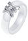 HIJONES Damen 6MM Weiß & Schwarz Keramik Ring Einfach mit Zirkonia Engagement Hochzeit Band Doppelt Weiß Größe 52