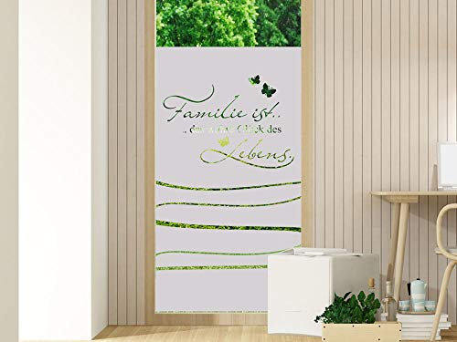 GRAZDesign Milchglas Folie Sichtschutz Streifen - für Glastür oder Duschwände Fensterfolie/Motiv: Familie Spruch für Wohnzimmer / 80x100cm Breite x Höhe