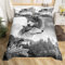 Loussiesd Paar Wolf Bettwäsche Set 3D Tier Print Bettbezug mit 2 Kissenbezug 3 teilig 155x220cm+80x80cm Weiche Atmungsaktive Polyster Betten Set Mann mit Reißverschluss, Weiß & Schwarz