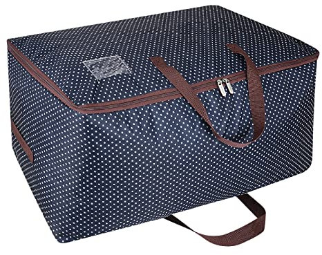DOKEHOM 105L Grandi vestiti Silos di immagazzinamento di biancheria da letto, coperta Organizzatore contenitori di stoccaggio, traslochi Borsa (Blu)