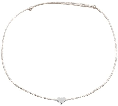 Selfmade Jewelry Fußkettchen Damen Herz Silber Handgemachtes Fußband mit Herzchen Größenverstellbar Inkl. Geschenk-Verpackung (Beige)