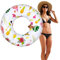 HeySplash Cartoon Schwimmring, Aufblasbar Haltbar Runde Schwimmreifen Flamingo Sommer Pool Beach Party Lounge Floßrohr Spielzeug mit Reparatursatz für Erwachsene 80 cm Durchmesser, Weiß+Gelb