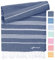 Fit-Flip Hamamtuch aus 100% Baumwolle – saugfähig und schnelltrocknend – türkisches Saunatuch, Strandtuch, Duschtuch, Badetuch, Yogatuch – Navy – 100x200cm Sultan