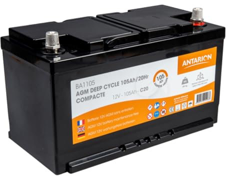 Antarion Batterie AGM 105Ah 800 Cycles Monobloc Compact Camping-Car