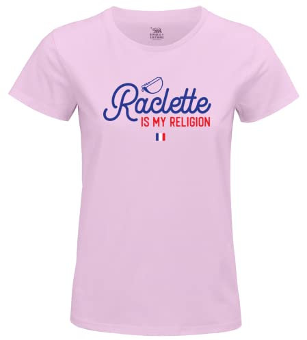 Republic Of California « Raclette is My Religion » WOREPCZTS045 T-Shirt Femme, Rose Pale, Taille XL