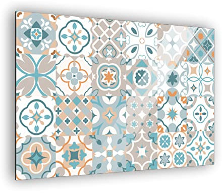 Küchen Spritzschutz Fliesenmuster in verschiedene Größen | Küchenrückwand | Aluverbund | Fliesenschutz | Paneele | Küchenfliesen | Fliesenspiegel | Rückwand (Aluverbund 60x40cm, Fliesenmuster #4)