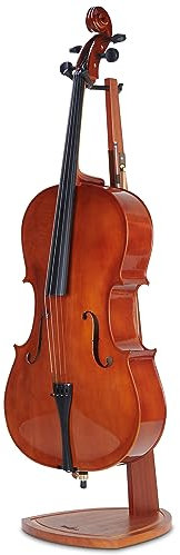 Musbeat Supporto per Violoncello, Supporto per Violoncello in Legno con Portaarco - Fatto a Mano, in Legno di Mogano per Casa e Studio Esposizione Violoncelli 4/4, 3/4, 1/2, 1/4, 7/8, 1/8