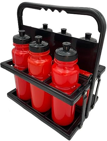 RHINOS sports Lot de 6 bouteilles d'eau 750 ml avec support | Rouge