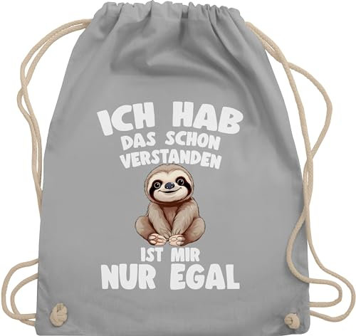 Turnbeutel Rucksack - Taschen - Ich hab das schon verstanden ist mir nur egal I Lustiger Spruch Faultier - Unisize - Hellgrau - lustige sprüche sloth is stoffrucksack sportbeutel mit habe motiv