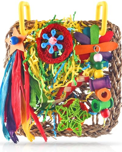 Vogelspielzeug, ERKOON Nymphensittich Futter Wellensittich Spielzeug Bird Feeder Toy for Parakeets Papagei Kauspielzeug,Vögel Am Käfig Installieren Können für Alle Papageien & Vogel (Rosa)